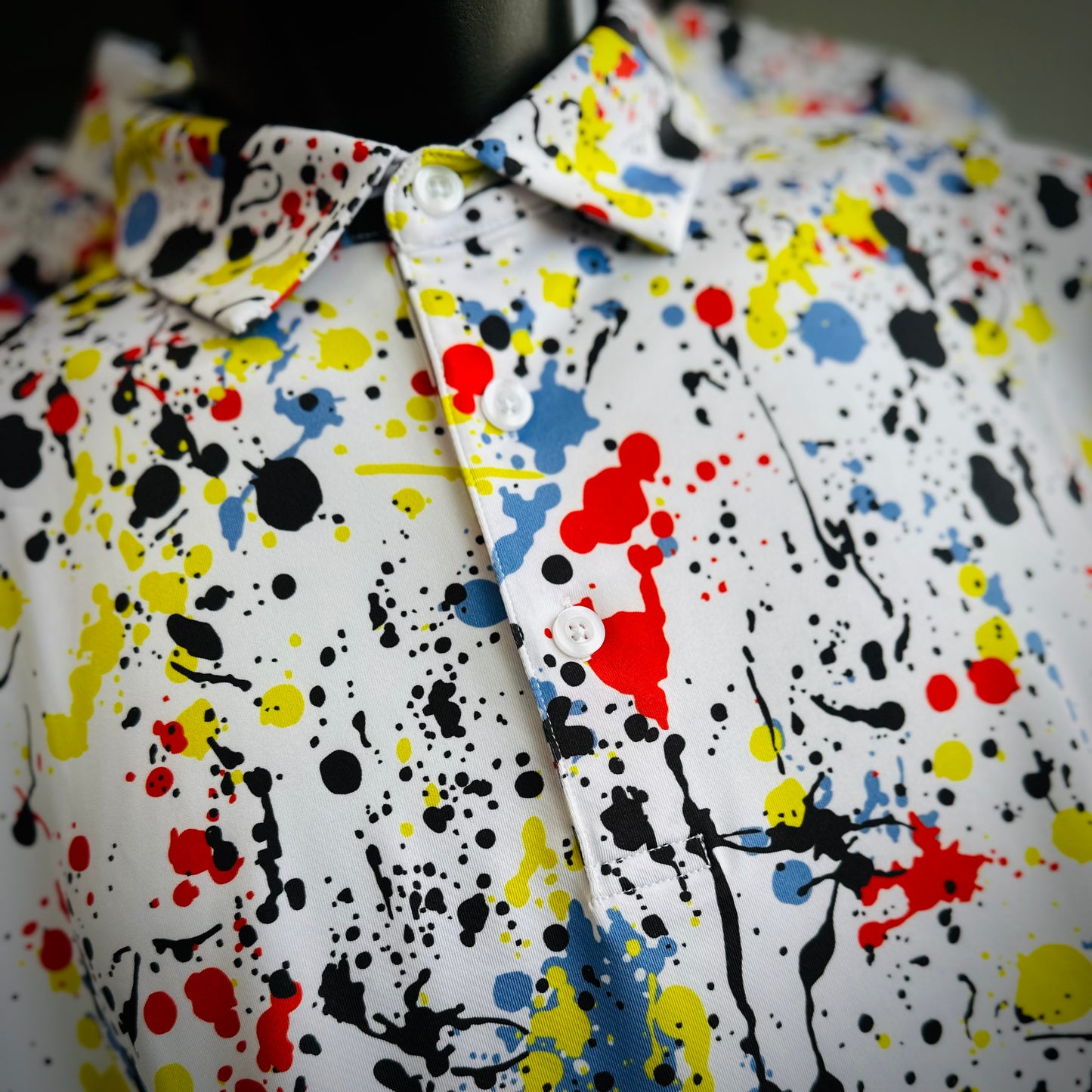 MEN'S WHITE SPLATTER POLO