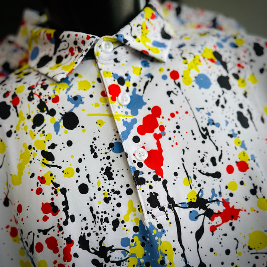 MEN'S WHITE SPLATTER POLO