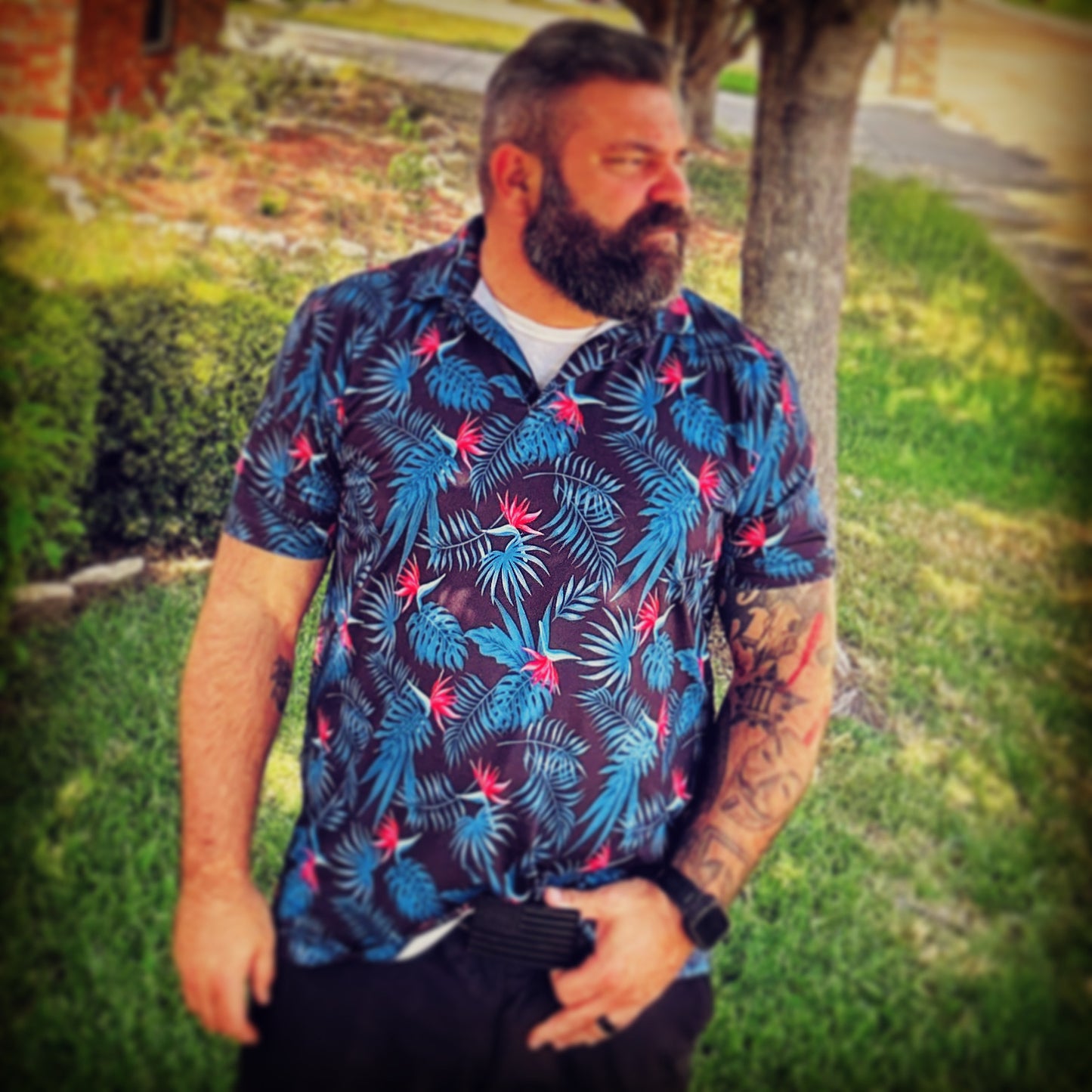 MEN'S BLUE LUAU POLO